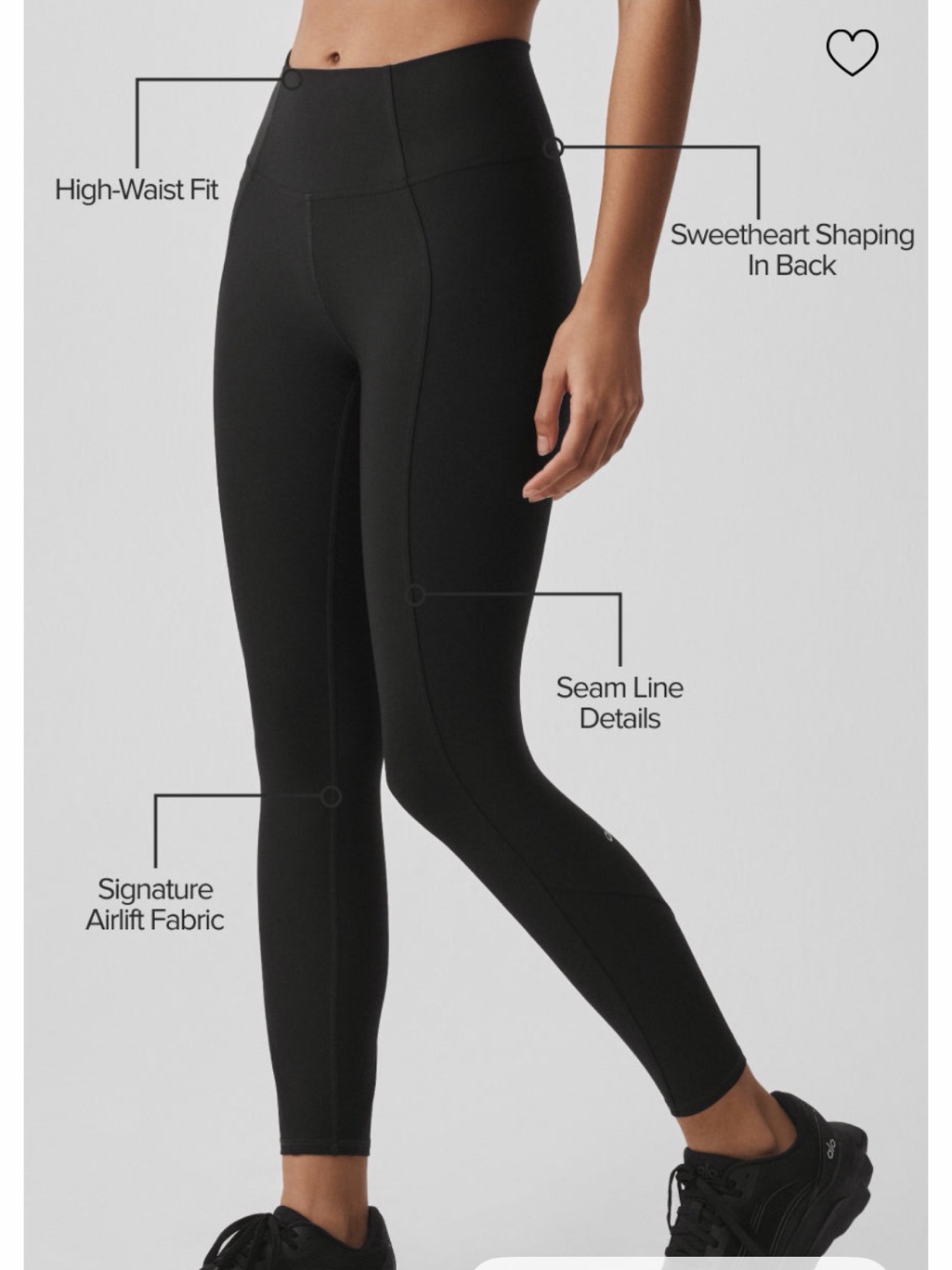 Alo Yoga Black Airlift 7/8 Fine Line Legging